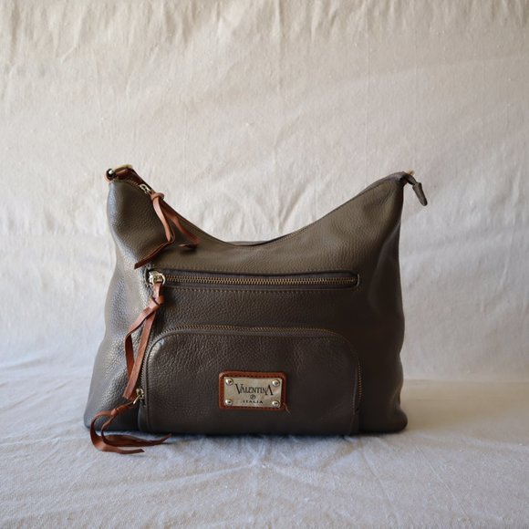 Valentina Handbags - Valentina Gray Leather Shoulder Bag